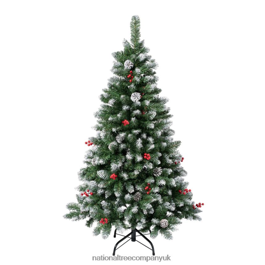 Trees | National Tree Company First Frosted Traditions Christmas Tree with Hinged Branches Pinecones and Red Berries 45 ft F2L4F13